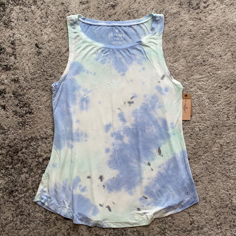 🍇 NWT American Eagle Blue Tie Dye Tank Top Small